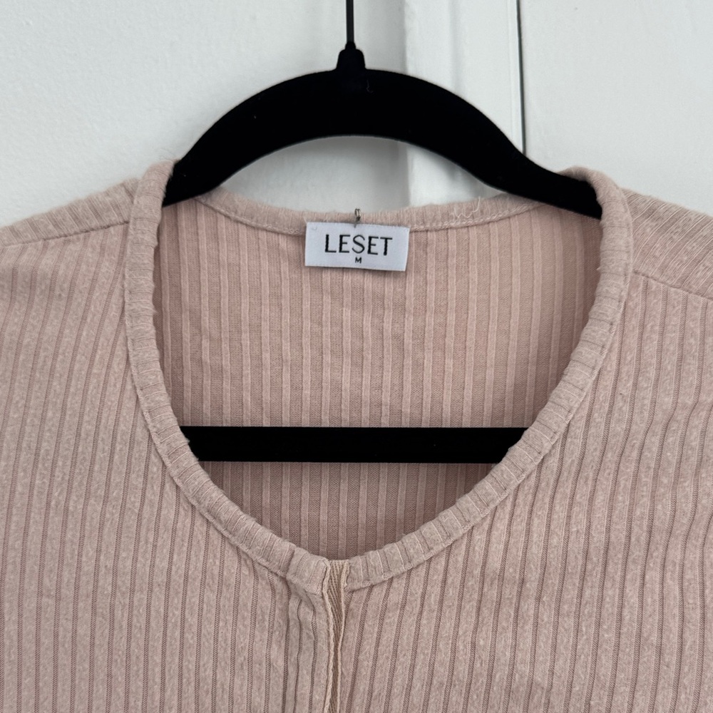 LESET Ribbed Long Sleeve Top - Soft Pink - Picture 2 of 5